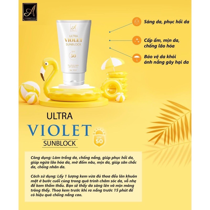 [Chính Hãng] kem chống nắng a cosmetic ultra violet sunblock mỹ phẩm phương anh