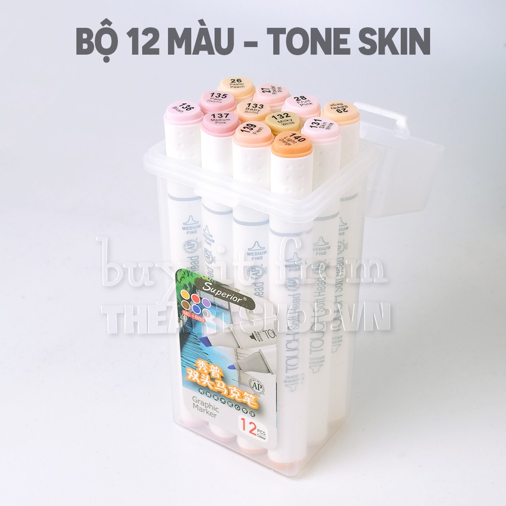 THEARTSHOP Bộ bút marker 4 tông màu SUPERIOR TOUCH SOFT HEAD thế hệ thứ 7 - Set 12