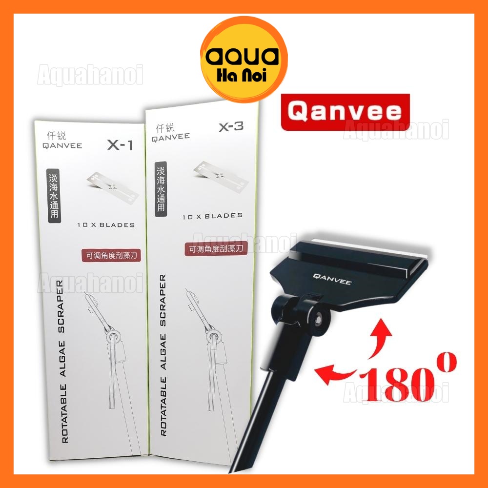 Dao cạo rêu Qanvee X1/X3 - 3 hợp kim nhôm – Lưỡi xoay 180 độ - vệ sinh thành hồ cá cảnh thủy sinh