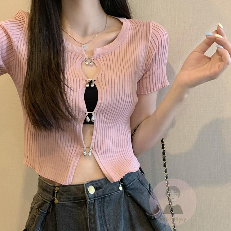 Áo Thun Tay Ngắn Cổ Tròn Màu Sắc Trơn Thời Trang Mùa Hè Dành Cho Nữ