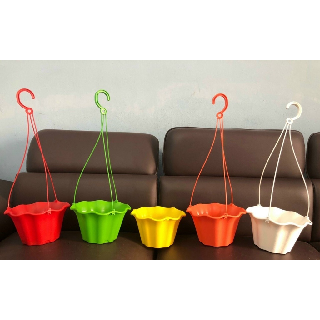 Chậu nhựa treo thông minh vành bèo size 2 (22x13cm), có nút chống rỉ nước, miếng lót đáy_Chậu hoa tulip thủy sinh