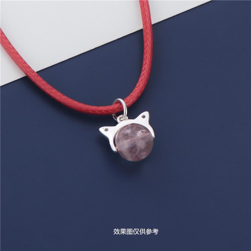 Mặt Dây Chuyền Bạc S925 Hình Tai Mèo Đính Đá Thủ Công