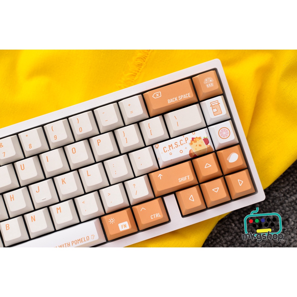 Keycap Mango Juice nhựa PBT in dyesub, 132 nút bàn phím cơ, cherry profile