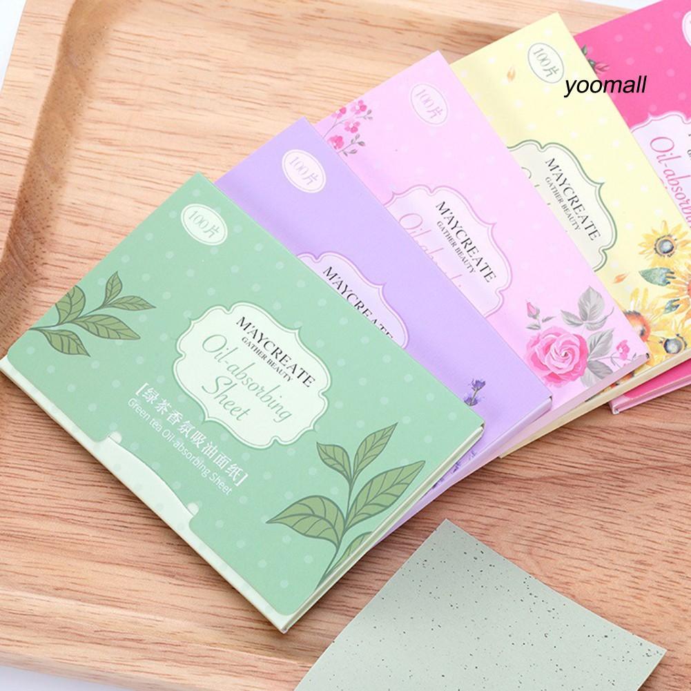 [Hàng mới về] Bộ 100 Giấy Thấm Dầu Chiết Xuất Thực Vật Thoáng Khí Tiện Dụng Cho Trang Điểm