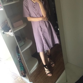 Váy ulzzang tím order cổ V