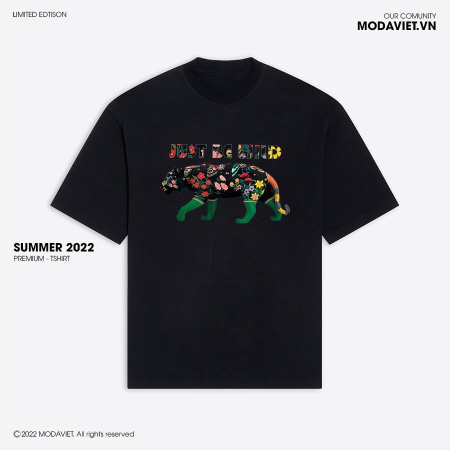 Áo phông Local Brand Unisex form rộng Stride of the tiger- Just Be Wild, đồ đôi nam nữ, Bộ sưu tập mùa hè 2022