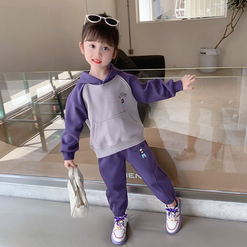 Set Đồ Thể Thao Dài Tay Có Nón Thời Trang Cho Bé Gái