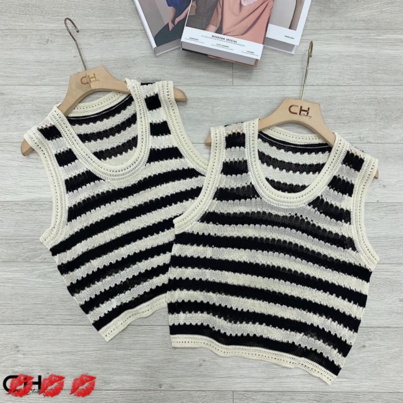 Áo len kẻ ba lỗ hàng QCL1