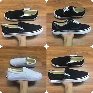 (FreeShip + Box) Giày Vans lười đen đế trắng Nam Nữ