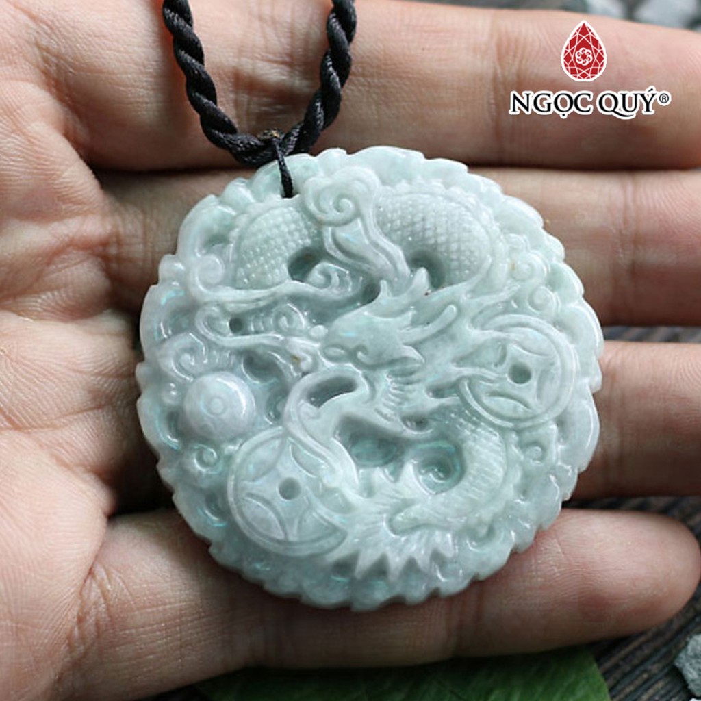 Mặt dây chuyền hình rồng đá cẩm thạch A jadeite - Ngọc Quý