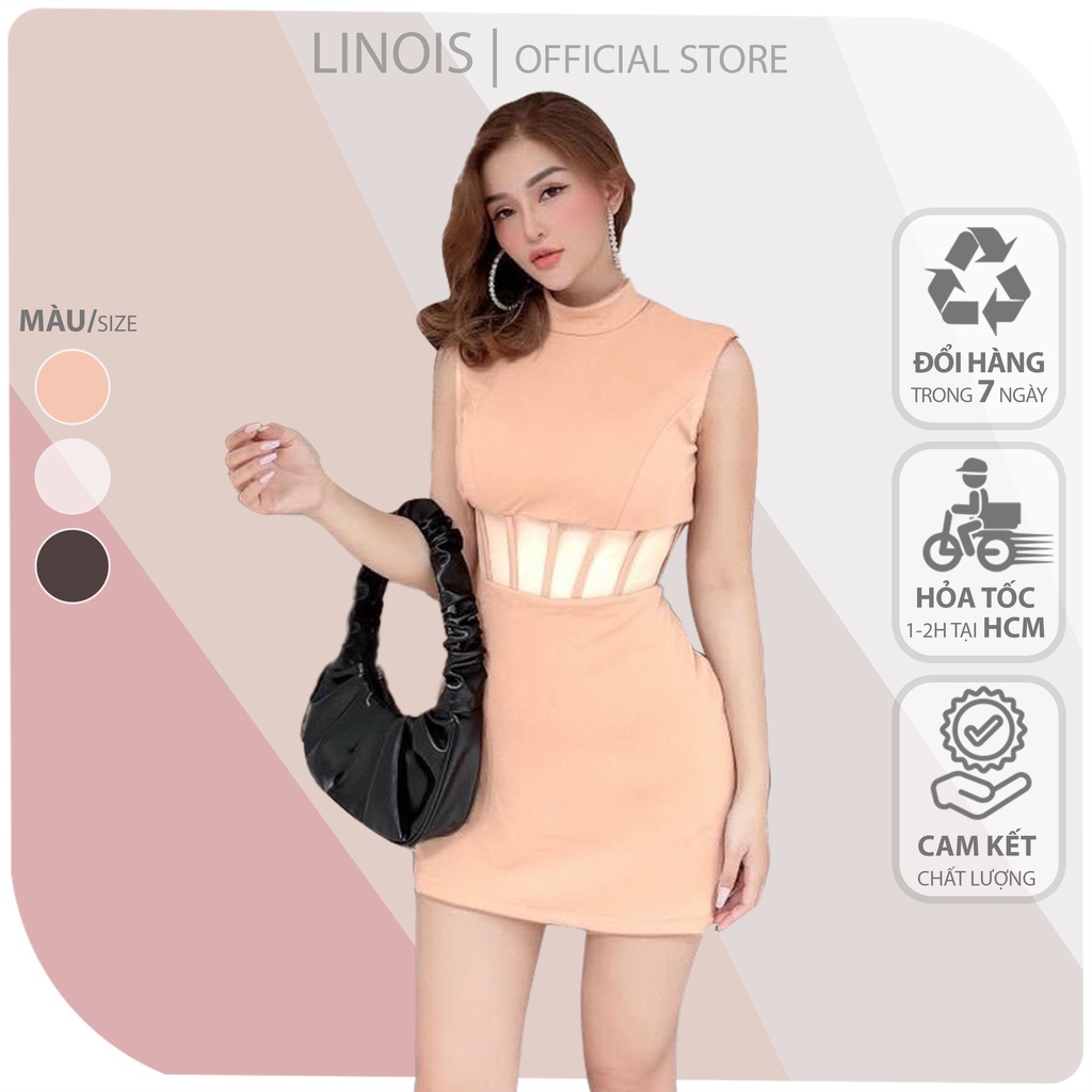 Đầm Body Khoét Eo Tay Ngắn - Vải Thun - Màu Trắng, Đen, Cam - Phù Hợp Cho Nàng Đi Chơi - ẢNH THẬT
