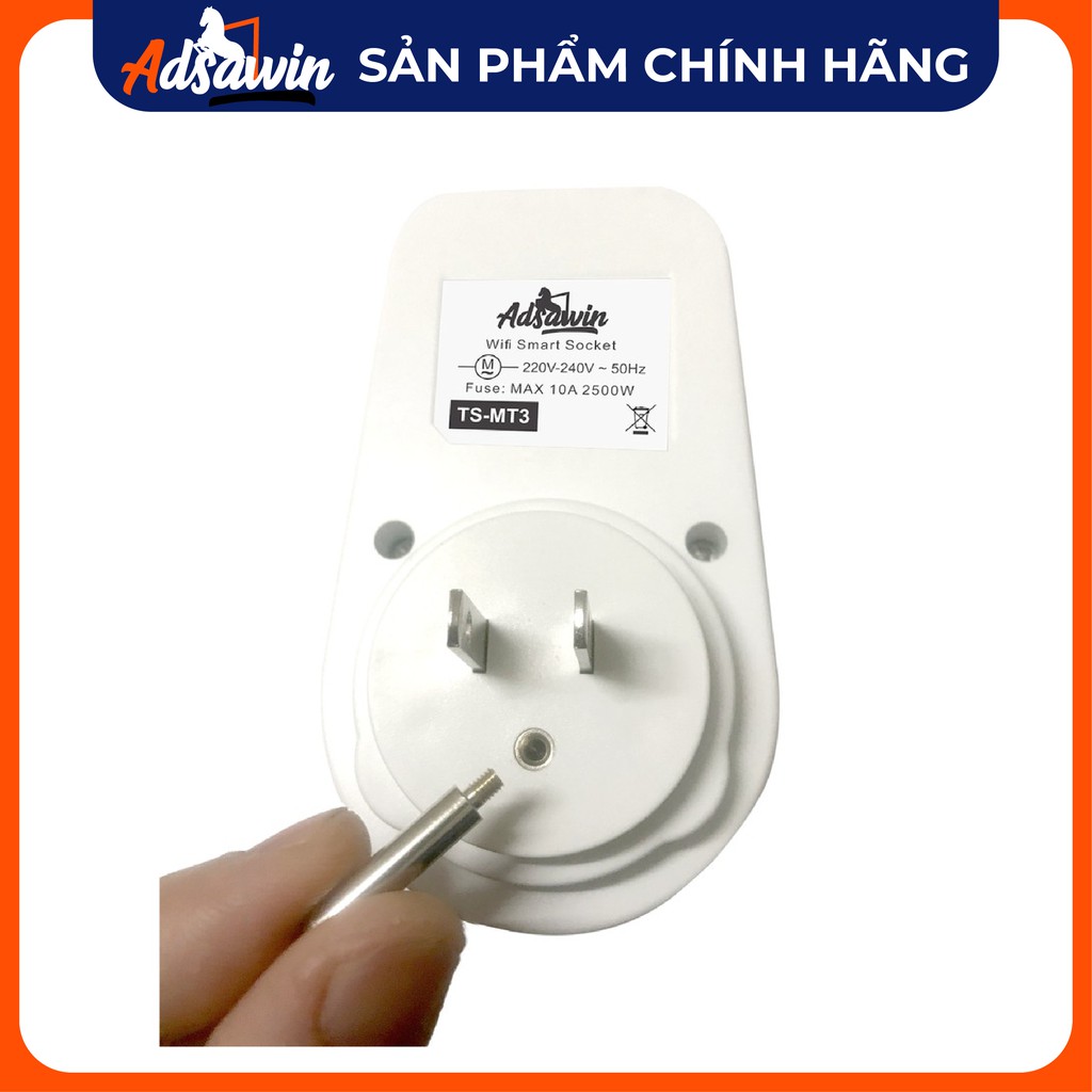 CHÍNH HÃNG- Ổ cắm (Phích cắm) Wifi điều khiển từ xa Adsawin TSM-T3.Smart Life,Hẹn giờ,Đếm ngược,Đo điện áp.