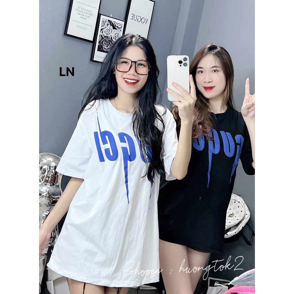 Áo phông in chữ xanh-3L5N