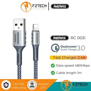 Dây sạc iphone chính hãng remax rc-003i fztech cáp sạc iphone hỗ trợ sạc nhanh truyền dữ liệu cho iphone 5 đến iphone 13