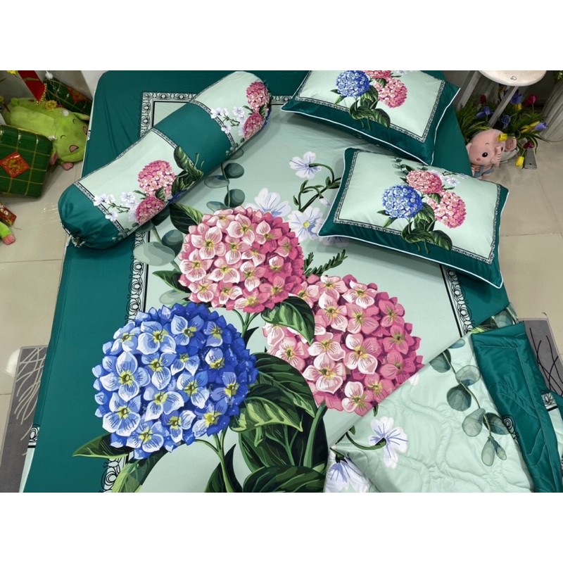 Drap thun lạnh 5D cao cấp mẫu hoa ( 5 màu)