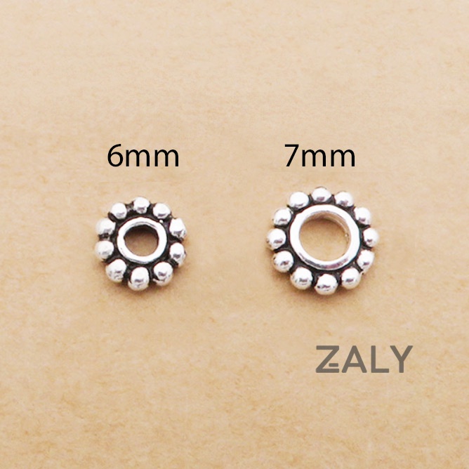 Charm bạc chặn hình hoa tròn bánh xe CC10 zaly - Bạc 925