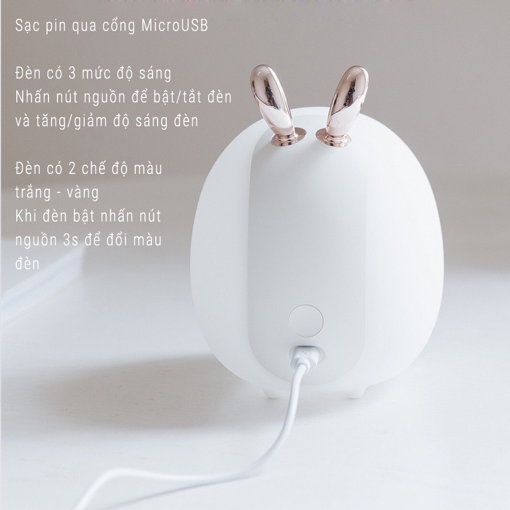 [CHÍNH HÃNG] Đèn Ngủ LED 2 Màu Thỏ Tuần Lộc Pin 900mAh 3 Mức Độ Sáng Xiaomi 3LIFE Lovely Lamp 317 MINIGOO