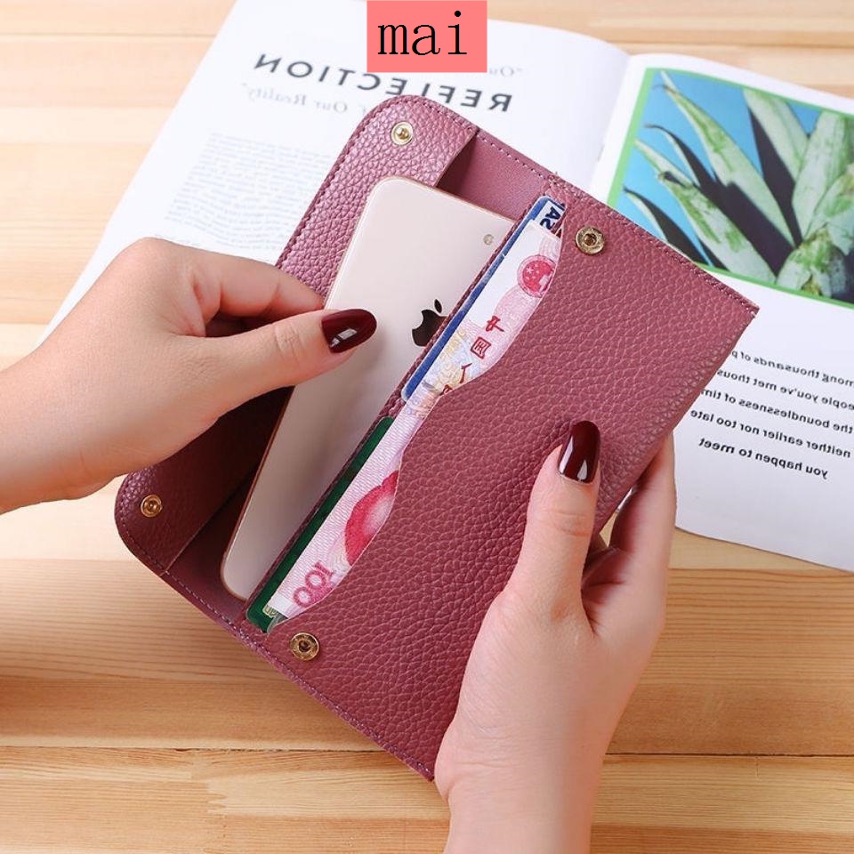 [New 2021] Túi mềm nữ khóa kiểu mới ví dài nhiều thẻ vị trí túi mỏng nữ hợp thời trang