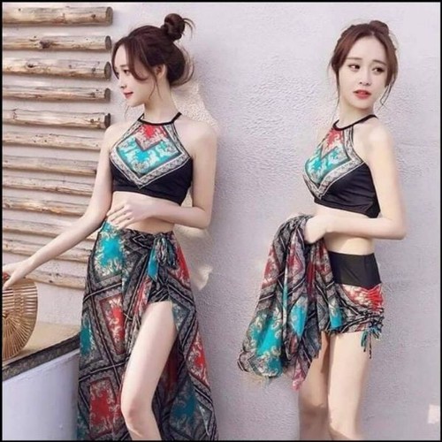 Bộ Đồ Bơi 3 Chi Tiết Họa Tiết Thổ Cẩm