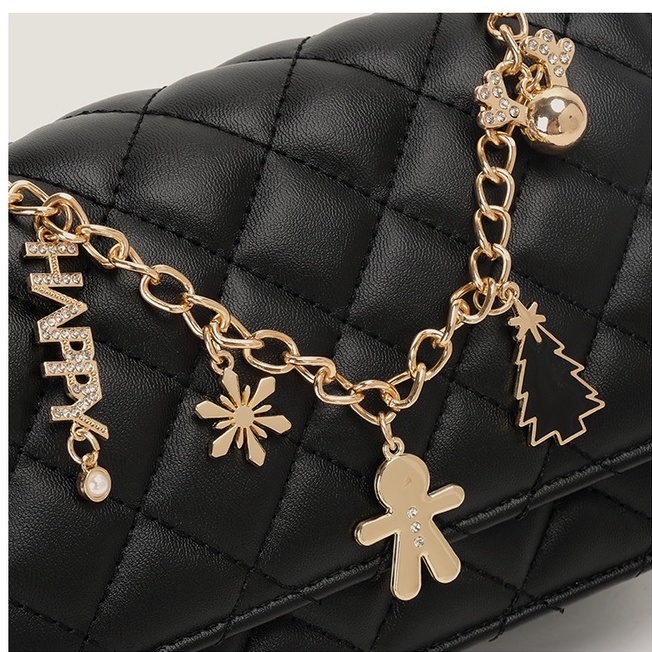 🌸Hàng Order🌸 Túi Xách Nữ CEEKAY Kẻ Lưới Da Trần Quai Da Phối Xích Kèm Vật Trang Trí Sang Chảnh Nữ Tính 🌸Hàng Quảng Châu