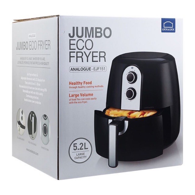 NỒI CHIÊN KHÔNG DẦU JUMBO EJF151 LOCK&LOCK - cỡ đại 5,2 lít