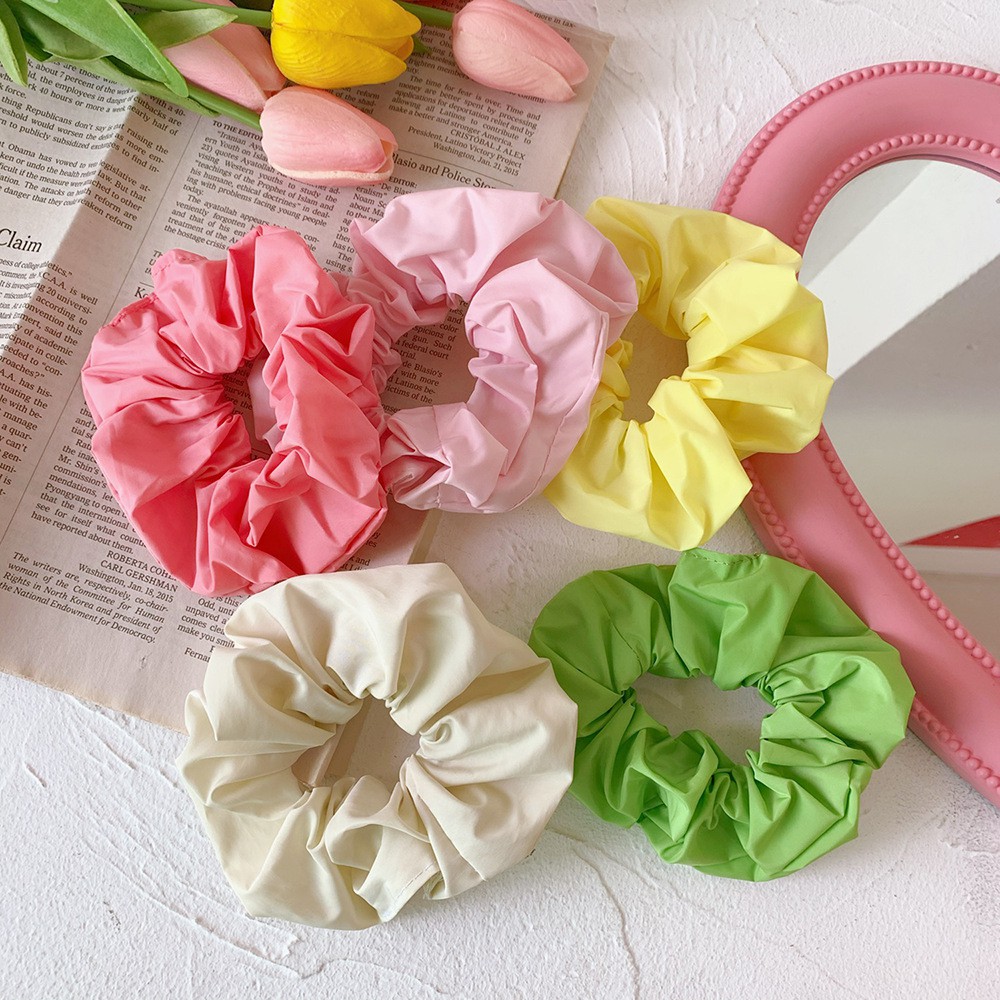 Scrunchies Cột Tóc Vải Dù Mịn Màu Tươi Colorful Candy Lolipop Cute Hot Trend