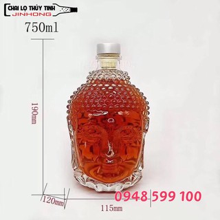 BÌNH THUỶ TINH ĐỰNG RƯỢU ĐẦU PHẬT 750ML