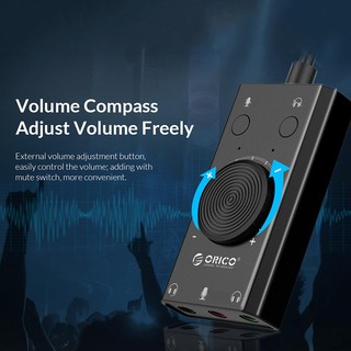 ORICO SC2 External USB Sound Card Volume Adjustable Audio Card Adapter PC