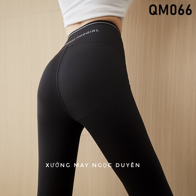 Quần legging nữ cạp cao vạt chéo viền sọc kẻ trắng gen bụng nâng mông dáng tregging ôm dài thun gân vải Umi co giãn gym