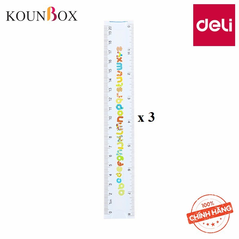 Combo 24 Thước kẻ nhựa dẻo hình kí tự Deli Printed Ecopvc Flexible Ruler 20cm 38014 – 30 cm 38015