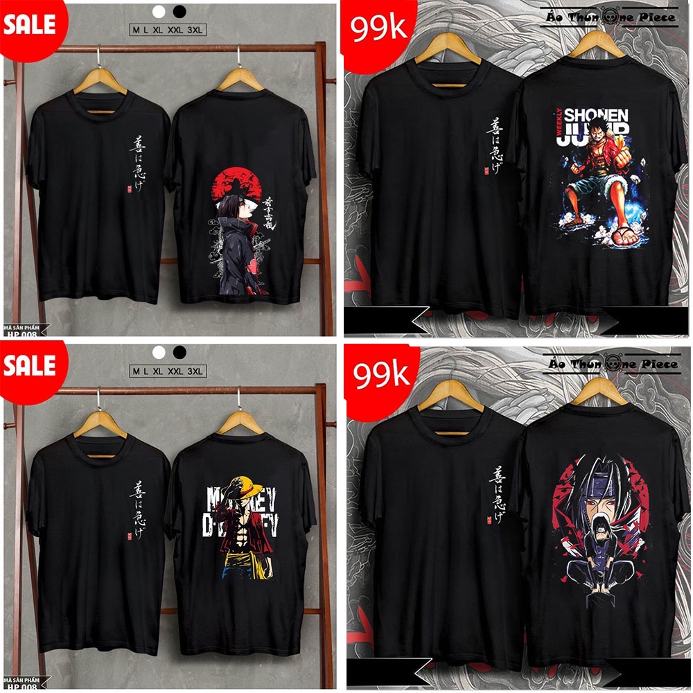 Áo Naruto One Piece - BST Áo thun in hình Anime - Itachi Sasuke Luffy Zoro siêu ngầu cực chất