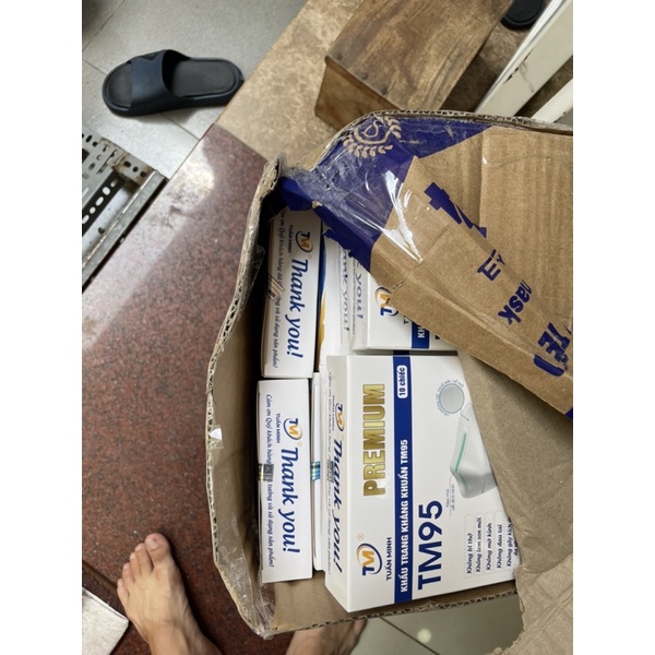 Hộp 10 chiếc Khẩu trang N95 có van Tuấn Minh- Khẩu trang y tế N95 có van thở 5 lớp-Chính hãng Cty Tuấn Minh