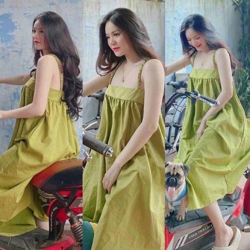 Đầm dây babydoll dài