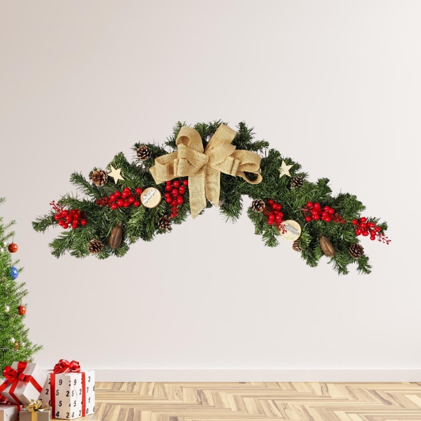 Dây Treo Lá Thông Đối Xứng Vintage Trang Trí Noel DX01 (Tặng Kèm Đèn)
