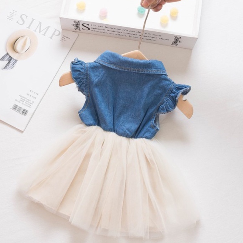 Bộ váy cho bé gái Váy lưới denim AKKU