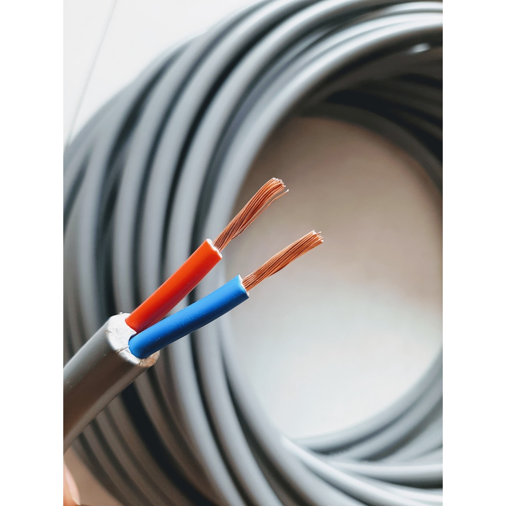 Dây cáp điện nguồn tròn xám chịu tải cao 2 x 2.5 Dây Fa 2x2.5 Daphaco dây pha mềm 2 lõi ruột đồng cách điện PVC