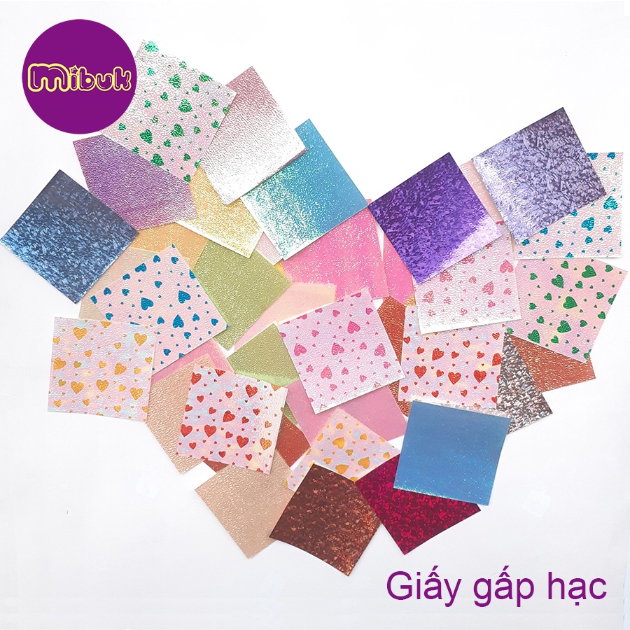 Giấy gấp hạc xà cừ/họa tiết 53mm xấp 10 tờ
