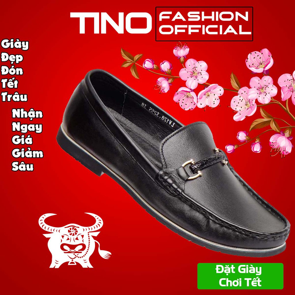 Giày lười da bò Tino nam thời trang GL85 màu đen