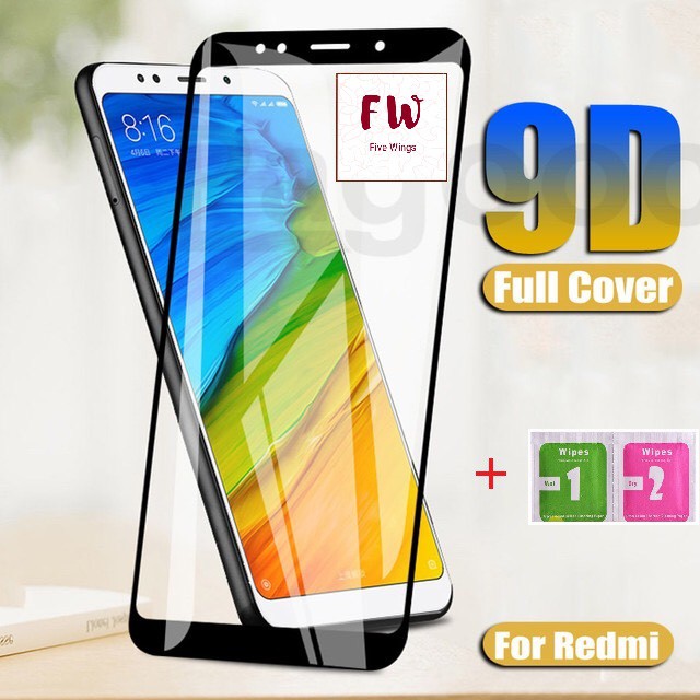 Kính cường lực Xiaomi Redmi 5 plus full màn hình 9D tặng giấy lau 2 lớp