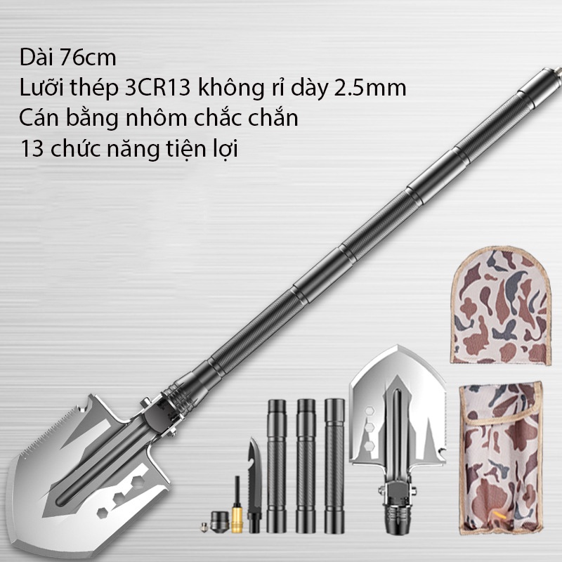 Bộ Xẻng Đa Năng Asir Chính Hãng, Cuốc,Dao Dã ngoại chuyên dụng. Đi phượt, làm vườn gấp gọn tiện dụng nhiều chức năng