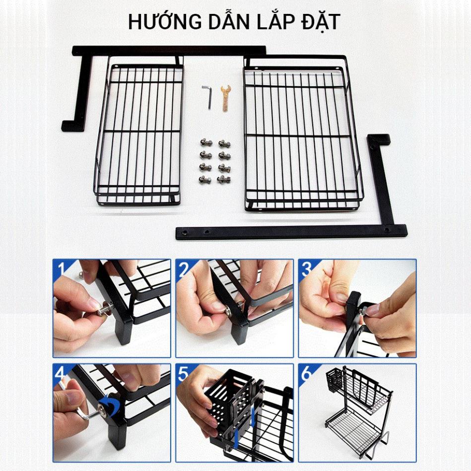 KỆ GIA VỊ ❤️MIỄN PHÍ SHIP❤️ Giá Đựng Đồ Nhà Bếp Đa Năng Sơn Đen Tĩnh Điện