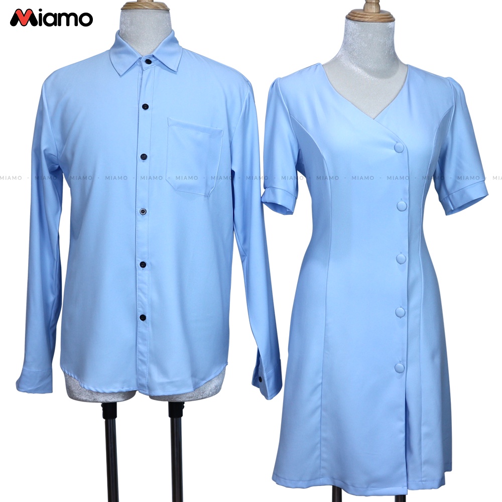 [Freeship] Set đồ đôi áo sơ mi nam - đầm nữ thiết kế du lịch, chụp ảnh cưới thời trang Miamo TN32 (kèm ảnh thật)