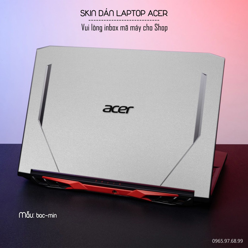 Skin dán Laptop Acer in màu bạc mịn (inbox mã máy cho Shop)