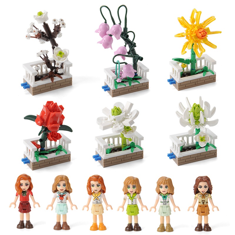 Cayi Bộ Đồ Chơi Xếp Hình Chậu Hoa Nhỏ Phong Cách Nông Dân Nhật Bản