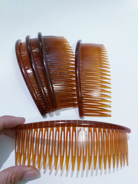 Combo 6 cái Lược cài tóc nhựa mềm trơn màu nâu/đen 12cm