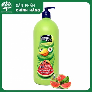 Sữa Tắm Gội Xả Dành Cho Bé Hương Dưa Hấu Suave Kids 3 in 1 Watermelon Wonder 1.18L