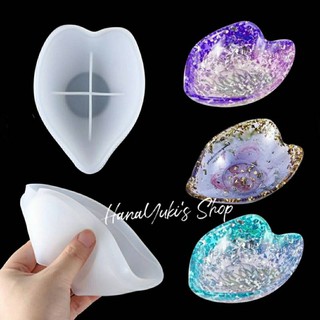 Khuôn silicon đúc đĩa hình tim/lá tiện dụng trong làm thủ công Resin