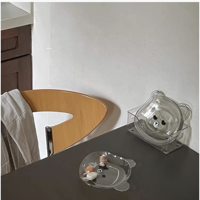 Đĩa hình Gấu kèm khay đựng thức ăn đa năng chống rơi dùng cho nhà bếp