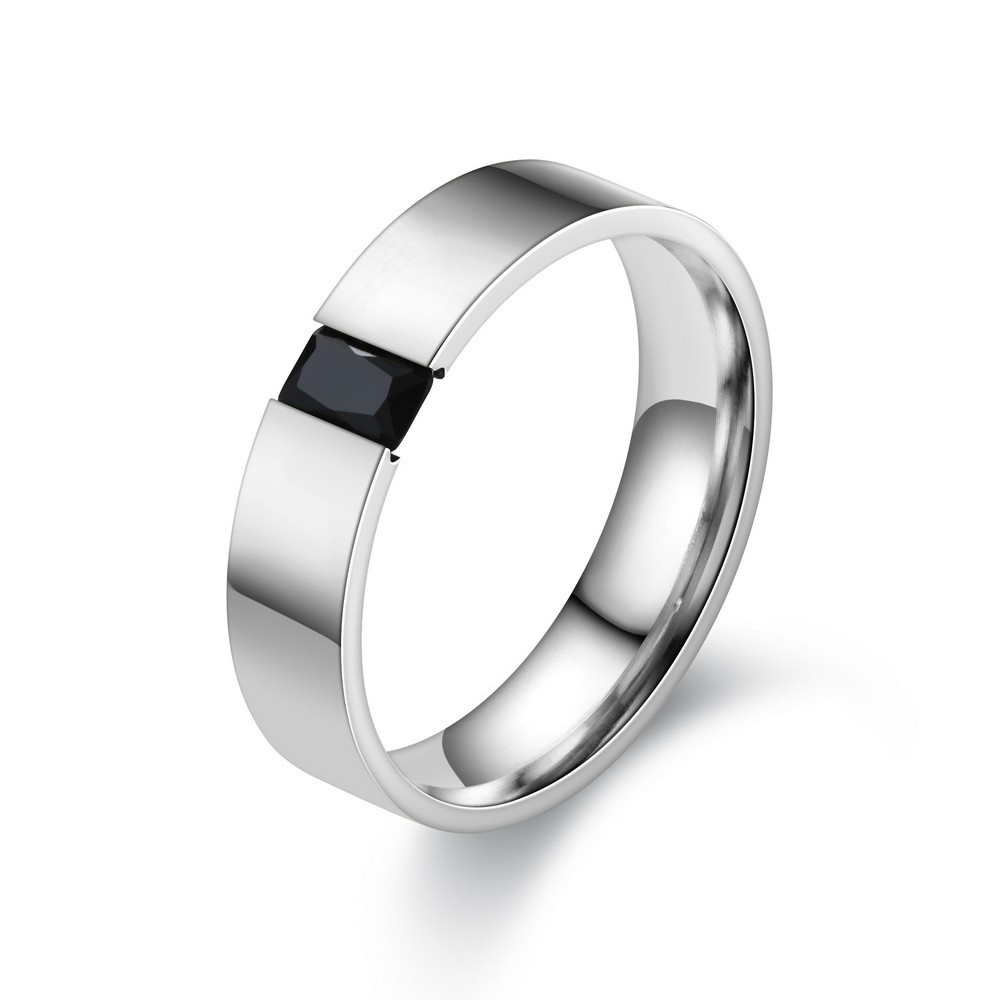 Nhẫn Đính Hôn Bằng Thép Không Gỉ Đính Đá Zircon Vuông Thời Trang Dành Cho Nữ