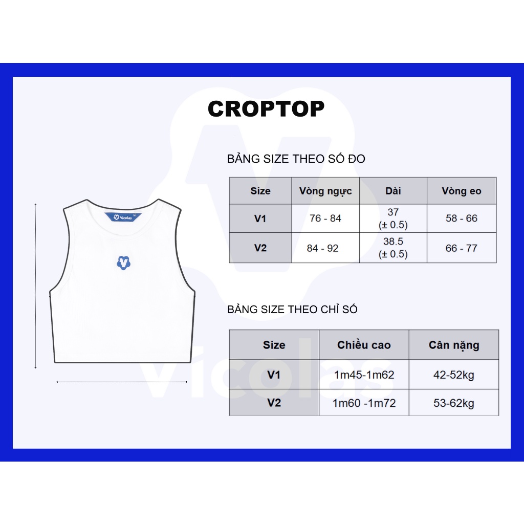 Áo croptop nữ ba lỗ Vicolas cổ tròn chất thun gân cotton co giãn ôm dáng - VICO1 BASIC CROPTOP